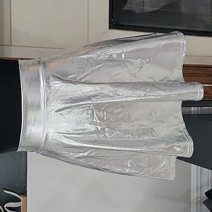 Silver Liquid Metal Metallic Skater Rave Space Alien Burning Man Punk Skirt